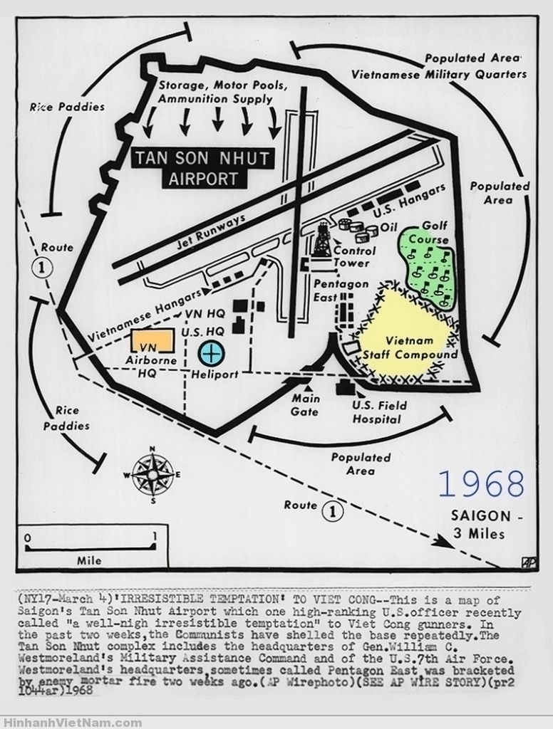 1968 Map of Saigon's Tan Son Nhut Airport
