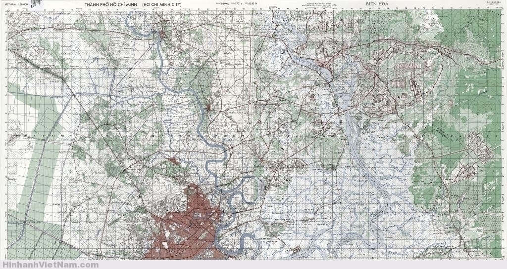 Ghép chung hai bản đồ SAIGON - BIÊN HÒA (Tỷ lệ 1/50.000)