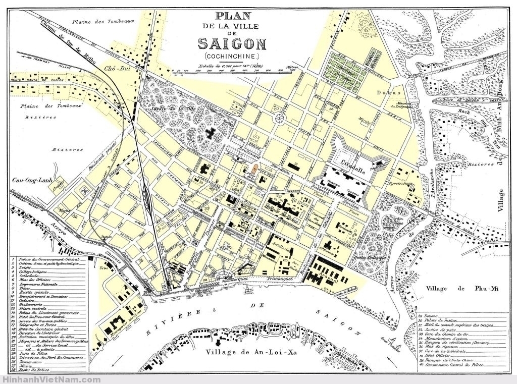 Bản đồ Saigon 1896 tô thêm màu