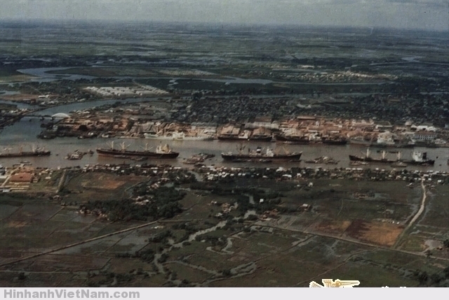 Aerial view of Saigon river near Newport. 8 May 1970