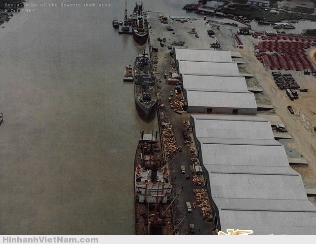 Aerial view of the Newport dock area.